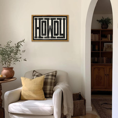 UUENPIH Western Wall Art Howdy Poster, Modern Wall Decor, Southern Home Decor, 16x12 in Unframed Canvas Painting