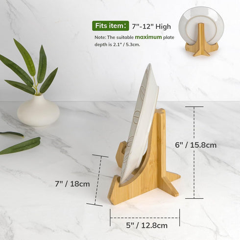 6 Inch Plate Holders for Display, Bamboo Picture Frame Stand for Tables, Decorative Easel for Platter, Book, Photo