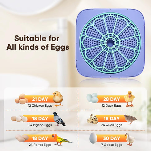 Oqioprd 360 Incubators for Hatching Eggs, Smart Egg Incubator with Humidity & Temp Control and Auto Turner, View