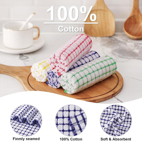 24 Pack 12 12 Inches Kitinjoy Cotton Terry Kitchen Dish Cloths, x Super Soft and Absorbent Dish Rags, Quick Drying Dish