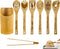 8PCS Rooster Wooden Cooking Spoons with Holder, Farmhouse Kitchen Decor Gifts for Women
