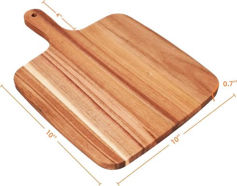 14''X10'' ZeQi Acacia Wood Cutting Board with Handle / Charcuterie Board/Serving Board/Cheese, Bread, Vegetables