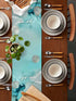 Falaniique 36 Inches Marble Turquoise Aqua Table Runner Long,Cotton Linen Modern Teal Kitchen Dinner Dining Table