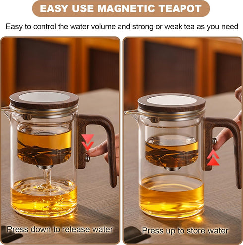 Package, 27oz/800ml Enchanti Tea Pot, Glass Teapot with Removable Infuser, Magnetic Loose Leaf Tea Steeper, Magic