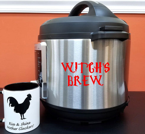 Instant Pot Vinyl Decal 4" Wide Witch's Brew (Red)