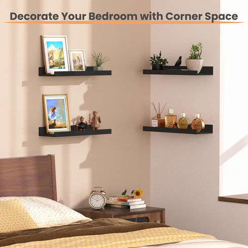 Set 6, upsimples Floating Shelves for Wall, Wall Shelves for Decor Storage of Wall Mounted Wood Shelf for Bedroom