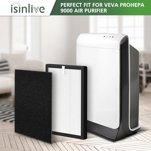 isinlive 4-Pack ProHEPA 9000 Replacement Filters, Compatible with VEVA ProHEPA 9000 Air Purifiers, H13 Premium True