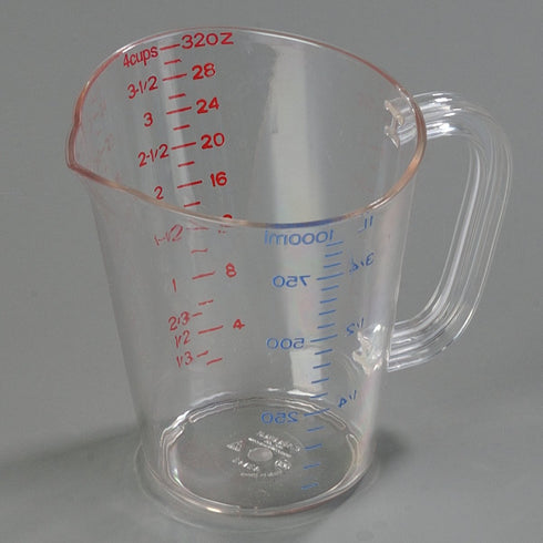 Carlisle FoodService Products 4314307 Commercial Plastic Measuring Cup, Clear, 1 Quart