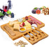 Bamboo Cheese Board and Knife Set, Wood Charcuterie Platter with Slid-Out Drawer for Wine, Meat & Crackers
