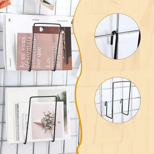 MorningRo 8 Pack Wall Grid Panel Accessories Gridwall Shelf Metal Wire Magazine Holder Literature Display Book Mail