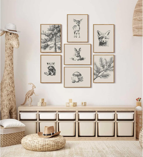Pouydmi 8x10x7 Inch Nursery Wall Art Woodland Animal Canvas Wall Decor Baby Room Pictures Forest Animal Prints Kids
