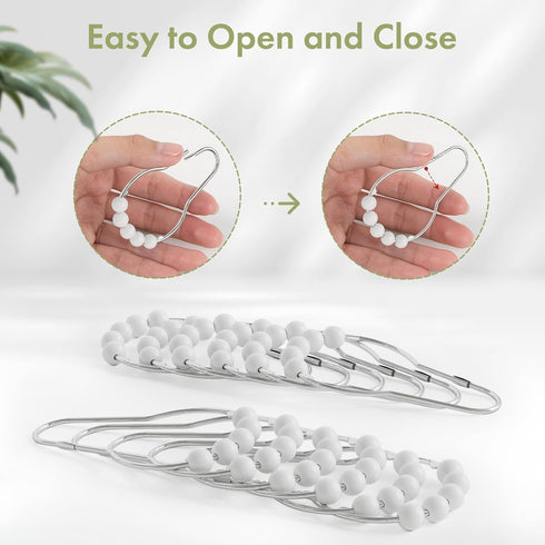 Amazer Decorative Stainless Steel Shower Curtain Hooks for Bathroom Shower Rods - Set of 12, Acrylic White