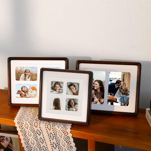 8x10 4x6 3x4 8x10 Collage Picture Frame Natural Walnut Solid Wood, Collage Photo Frame Displays and Two Photos
