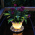 15" (78i50865) Gama Sonic Illuminated Plant Stand for Outdoor, Solar Power, Grey Base for Exterior Potted Plants