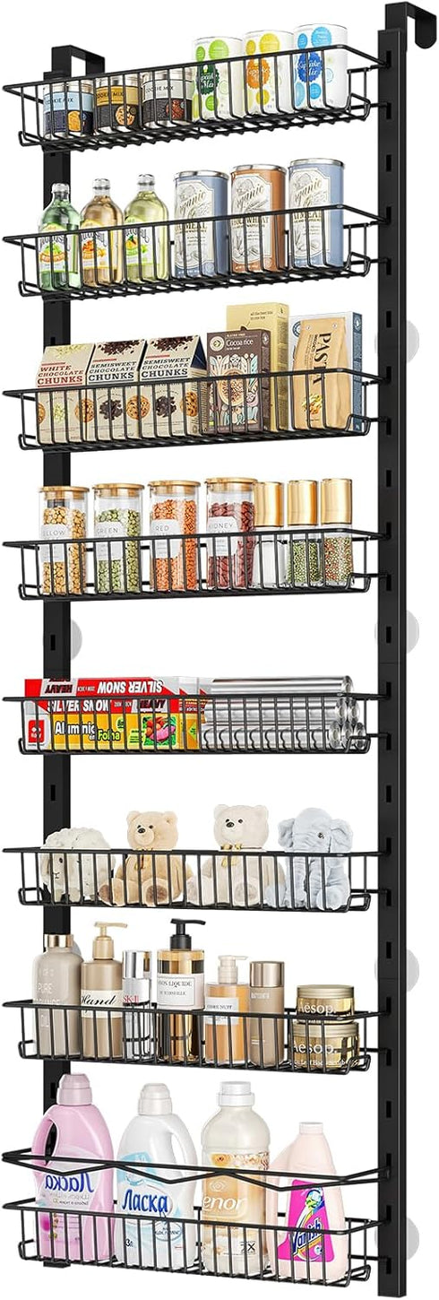 MIAOLI Over the Door Pantry Organizer, 8-Tier Adjustable Spice Rack Cabinet Door Shelves,