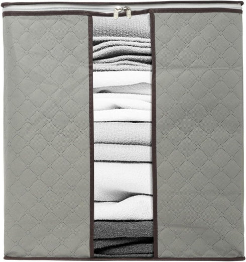 2 Pack Foldable Erect Storage Bags Under Bed Closet Organizer 18 x 11 x 19 inch (L x W x H) - for Quilt Blanket Pillow Clothes Bedding - Clear Window & Handles - Easy to Fit 5 Throw Pillows by Szxc