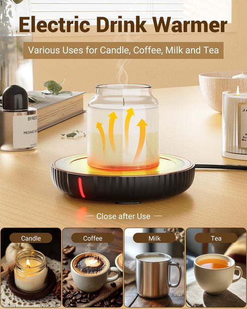 HouseGem Large Candle Warmer Plate - Coffee Cup Mug Warmer for Desk, Candle Melter, Electric Mug Heater for Beverages