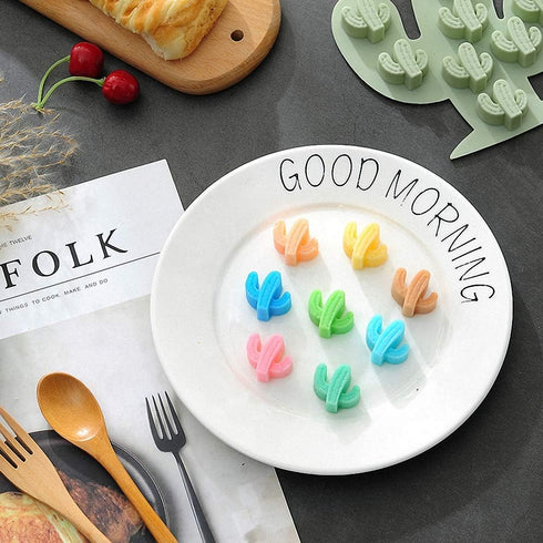 Fewo 2Pcs Mini Cactus Ice Cube Tray - Cacti Silicone Molds Set for Chocolate, Candy, Cake, Baking