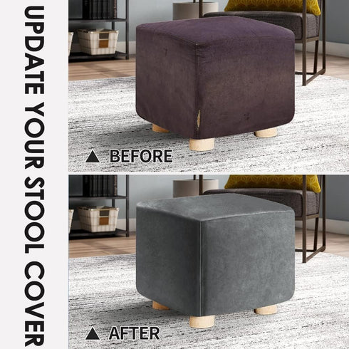 L/Length&Width:35-44"/Height:15-20",Grey) Ottoman Covers Slipcover Square Ottoman Covers Protector for Footrest Foot