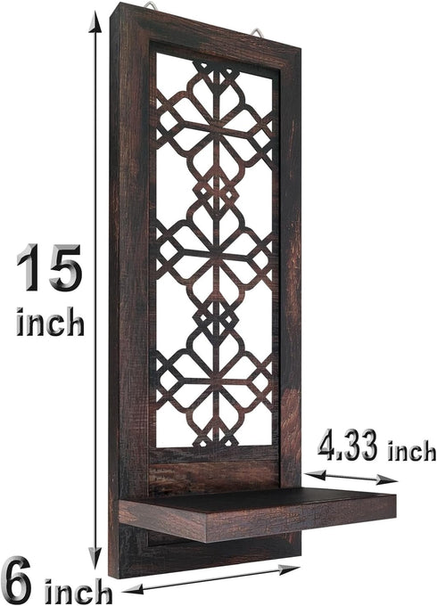 Set 2 Room.(15 x6 ZOLAPI of Candle Sconces, Farmhouse Accent Wall Sconce, Caramel Color Candle Holder Wall Decorations
