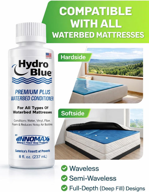 8 oz 2-Pack GCA Hydroblue Premium Waterbed Conditioner Multi-Purpose Additive for All Waterbed Mattress Types, Helps
