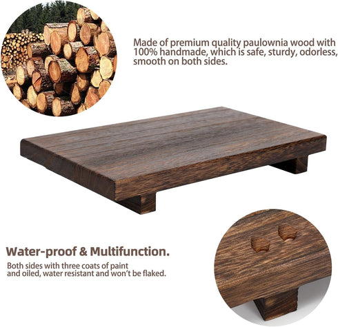 HOMGDN (12 7 Inch) Counter Counter x Wood Riser Soap Tray, Farmhouse Wood Pedestal Stand for Kitchen Sink, Rustic
