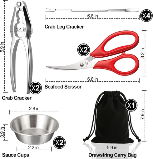 11 Set, Pcs Crab Crackers and Tools, Seafood Tools Crab Leg Cracker, Seafood Scissors, Condiment Cups, Crab Leg Forks