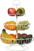Juvale Large White 3 Tiered Fruit Basket for Kitchen Counter, Metal Stand for Fresh Produce and Vegetables (18 In)
