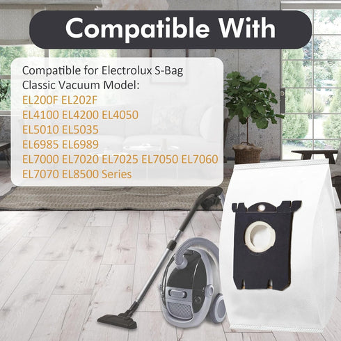 Replacement S Bag Compatible for Electrolux S-Bag Classic Vacuum, Models EL200F EL8500 EL202G EL6985 EL6988 EL6989