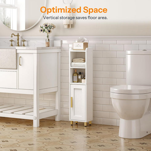 7.9" 5.9" 31.5" HOOBRO Small Bathroom Storage Cabinet, Narrow Corner Floor Cabinet with Door and Adjustable Shelf, L x