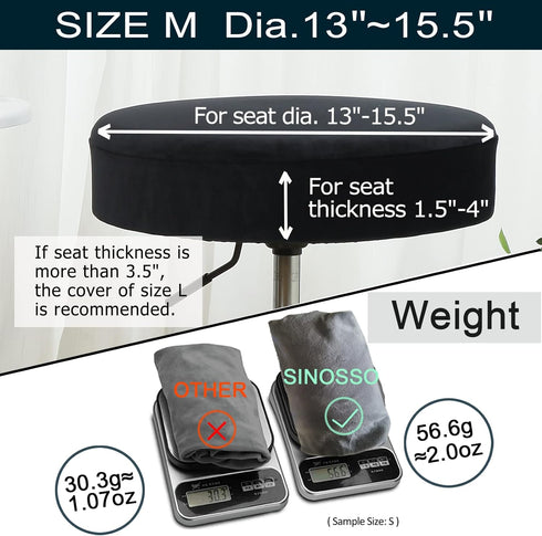 4 Dia.13-15.5" Black,4 Counts) SINOSSO Pcs Bar Stool Covers, Super Soft Velvet Round Stretchy Washable Dustproof