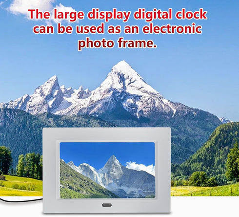 Large Display Digital Clock with Day and Date for Elderly, 7 Inch, 5 Alarm, 3 Medicine Reminders, Dementia Clock, White