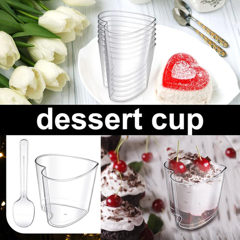 300 Pack 5oz Funtery Mini Dessert Cups with Spoons, Reusable Clear Plastic Yogurt Parfait & Appetizer Shooter Cups
