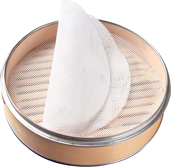 GUCUJI 12 Inch Silicone Bamboo Steamer Liners, Non-Stick Reusable Steamer Mesh Mats for Dumplings, Veggies, Food Grade