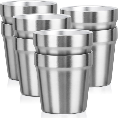 Beasea 8 Pack 6 oz Stainless Steel Cups, Stackable Insulated Mini Tumblers for Home, Restaurant, Office, Party, Camping