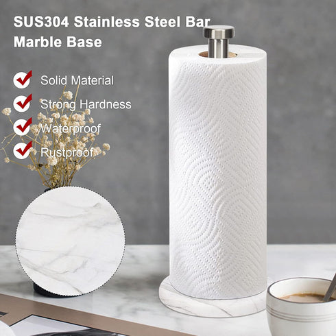NearMoon Standing Paper Towel Holder, Kitchen Roll Holder for Bathroom Countertop, Standard or Jumbo-Sized (Marble Base)