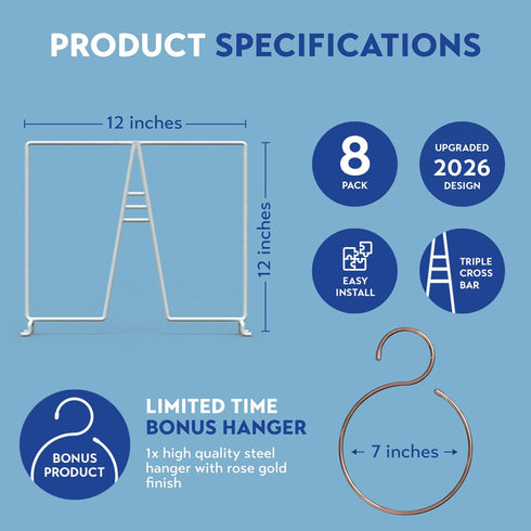 Closet 8-Pack Set-Up Closet 12 inches 12 inches White Wire Shelf Dividers for Organization Sturdy and Easy Shelf