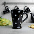 City to Cottage Handmade Black and White Polka Dot Ceramic Coffee Mug, 7 oz / 200ml, Unique Design