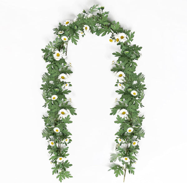 SOMYTING Artificial Daisy Garland, Decorative Fake Flower Vine, 5.6Ft Silk Flower Greenery for Home Garden Wedding Arch