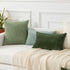 Kevin Textile Throw Pillow Covers, Set of 2 Soft Corduroy Decorative Boho Striped Pillowcases, 24x24 Inch Moss Green