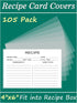 4x6 Recipe Card Protectors, 105 PACK - Thick Clear Recipe Card Covers with 56 Divider Labels, Plastic Sleeves