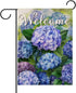 Welcome Spring Floral Flowers Garden Flag, Double Sided Hydrangea Decorative Yard Outdoor Small Decor, 12 x 18