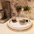 13 Counter, Hrastany Round Wood Serving Tray with Beaded, Rustic Wooden Decorative Coffee Table Tray for Centerpiece