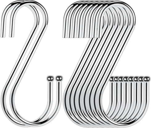 Heavy Duty S Hooks, Stainless Steel Metal for Hanging Pots and Pants, 10 Pack, Supports up to 35 Pounds
