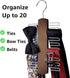 Umo Lorenzo Premium Wooden Necktie and Belt Hanger - Walnut Wood Organizer with 20 Hooks, Non-Slip Finish