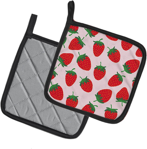 Caroline's Treasures BB5146PTHD Strawberries on Pink Pot Holders, Kitchen Heat Resistant Sets