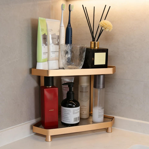 YUPER Corner Bathroom Counter Organizer, 2 Tier Countertop Corner Shelf for Perfume,