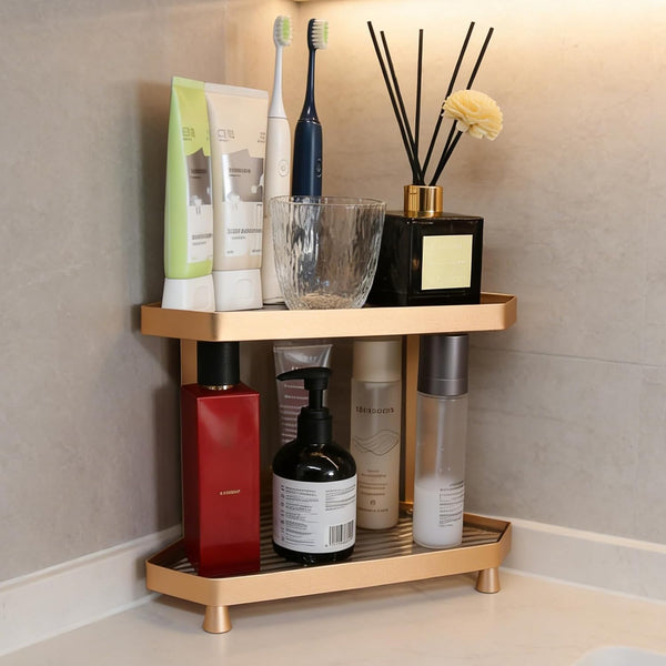YUPER Corner Bathroom Counter Organizer, 2 Tier Countertop Corner Shelf for Perfume,