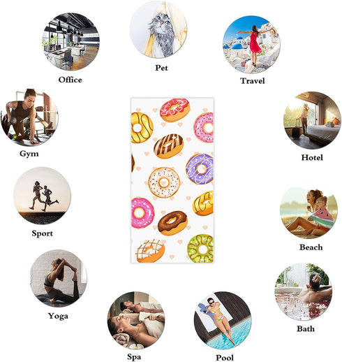 AUUXVA Hand Towels for Bathroom, Kitchen Towels, Colorful Donut Face Towel for Gym/Hotel/Spa/Salon, 30"x15"