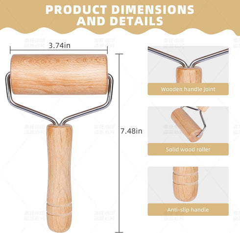 Wooden Rolling Pin for Baking, Non-Stick Pastry Roller, Essential Kitchen Utensils, Not Easy to Crack